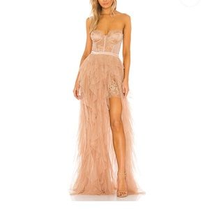 X REVOLVE Bustier Gown in Warm Taupe For Love & Lemons Small